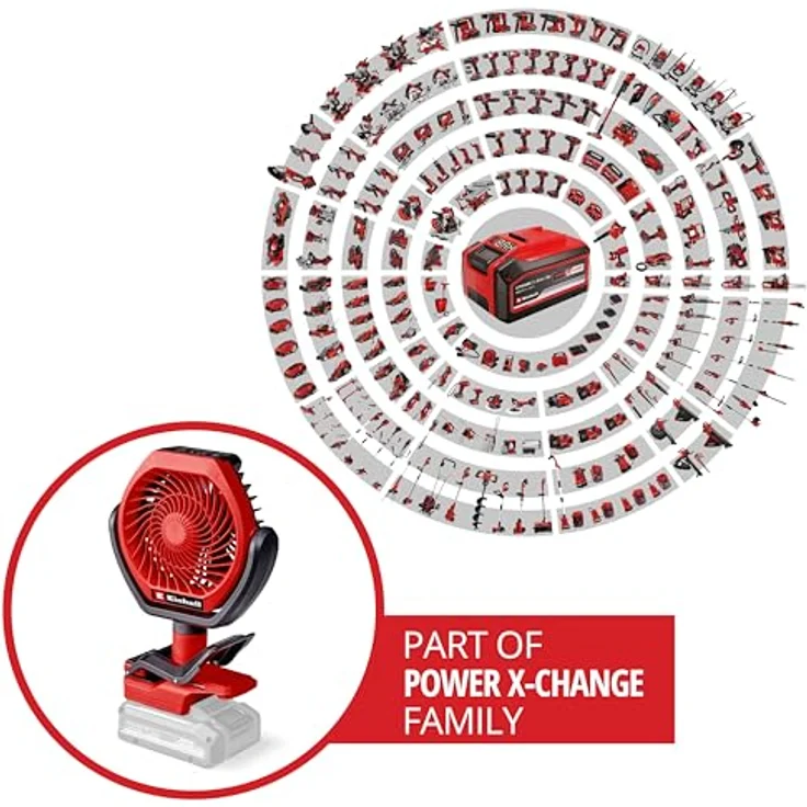 Einhell Akku-Ventilator GC-CF 18/110 Li-Solo, kabelloser Ventilator mit 300° Beweglichkeit und 3 Windstufen – Bild 2