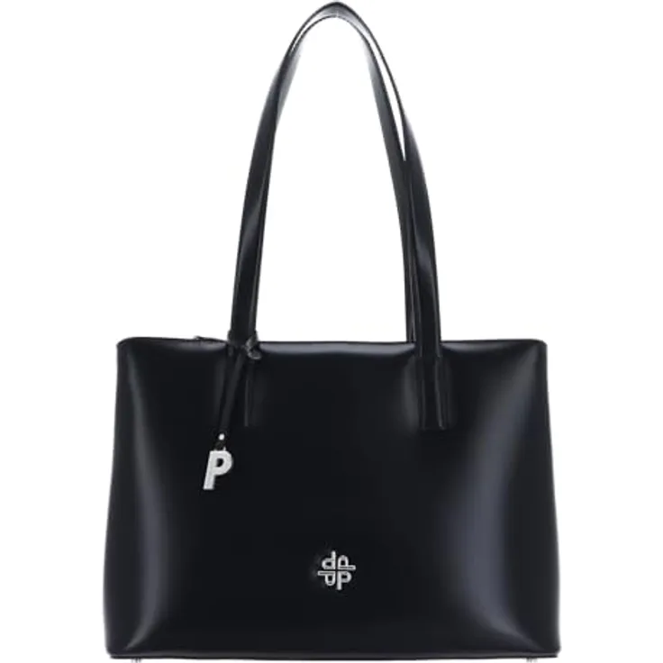 Picard Shopper Black Tie, eleganter Damen-Shopper aus glattem, glänzendem Rindleder, schwarz, 37 x 14 x 27 cm