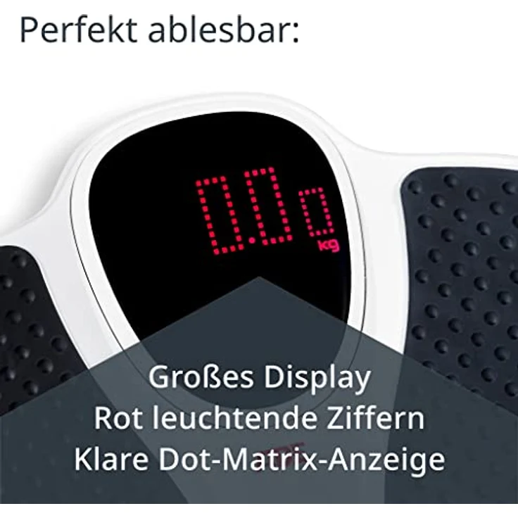 ADE Digitale Waage M316600 bis 200 kg, Extra breit, rutschfeste Wiegefläche, Red-Dot-Matrix-Display – Bild 6