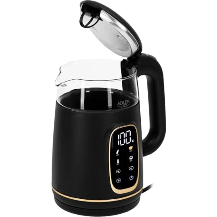 ADLER Wasserkocher AD 1230, 2200W, 1,7L mit LED-Display, Touchpanel, 5 Temperaturprogrammen und Warmhaltefunktion, inkl. Kalkfilter – Bild 3