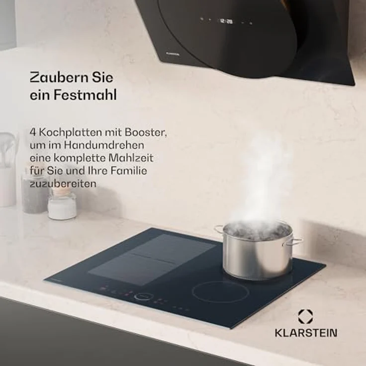 Klarstein Delicatessa 60 Induktionskochfeld - 4-Zonen-Einbaukochfeld, 7.000 W mit Booster, Flexizone und Kindersicherung, Anthrazit, 59-cm-Glaskeramikoberfläche – Bild 3