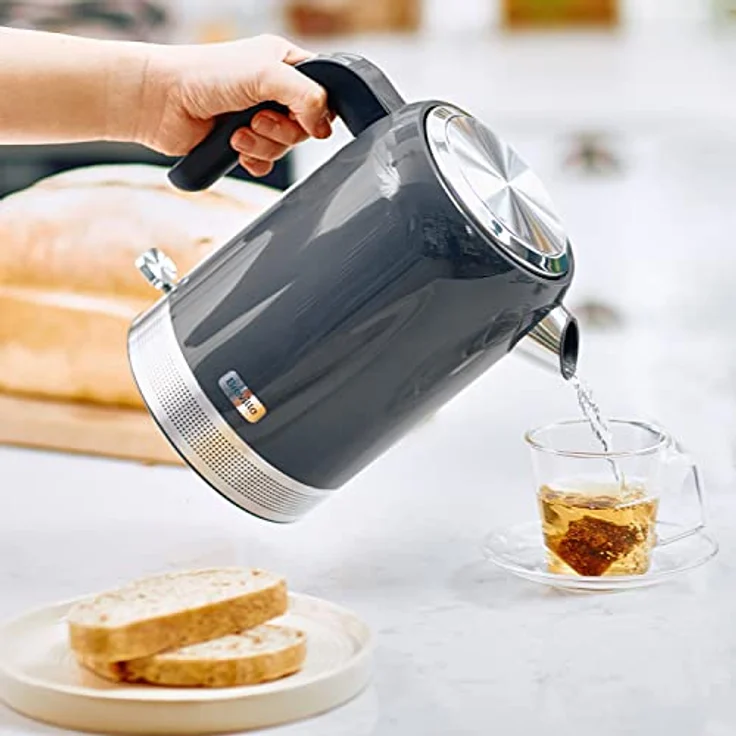 Breville High Gloss elektrischer Wasserkocher | 1,7 l | 2,4-kW-Heizelement für schnelle Kochzeiten | Grau & Edelstahl [VKT157X] – Bild 3