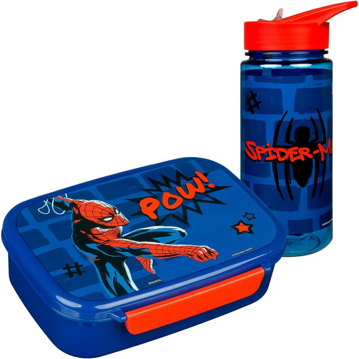 Scooli Lunchbox Spider-Man Set mit Trinkflasche, auslaufsicher, BPA-frei, 500 ml – Bild 1
