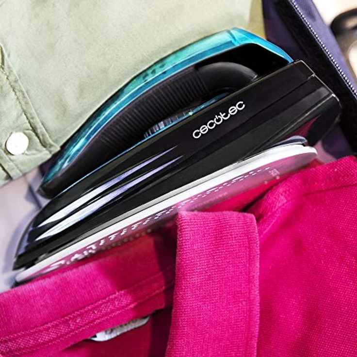 Cecotec Dampfbügeleisen GoForce 8000 Folding Titanium für Reisen,1200 W, Filter-System, 53 g/min Dampfausstoß,15 g/min durchgängige Dämpfung, 60 ml Wassertank, Titan-Slide-Sohle, Schwarz-Türkis (GoForce 8000) – Bild 3