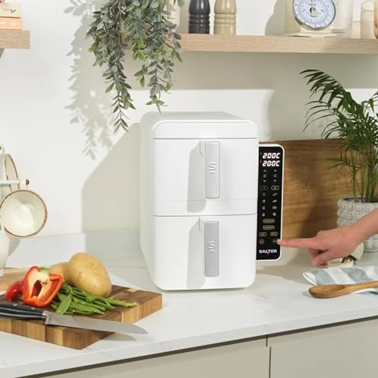 Salter VertiCook Ultra, Stapelbare Heißluftfritteuse mit 9L, 2 x 4,5L Körben, 9 Voreinstellungen, Sync & Match, PFAS-frei, Temperaturbereich 60-230°C, 2400W – Bild 4