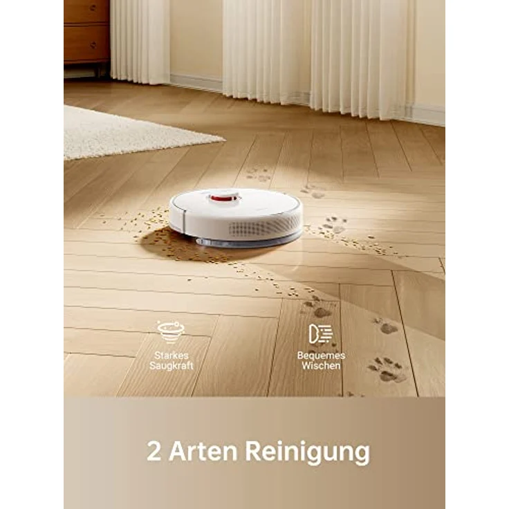 Dreame D9 Max Saugroboter mit Wischfunktion, 4000Pa Staubsauger Roboter, LDS-Navigation, 150 min Laufzeit, Karten für mehrere Böden, Ideal für Teppiche, Hartböden und Tierhaare, App, Arbeite mit Alexa – Bild 5