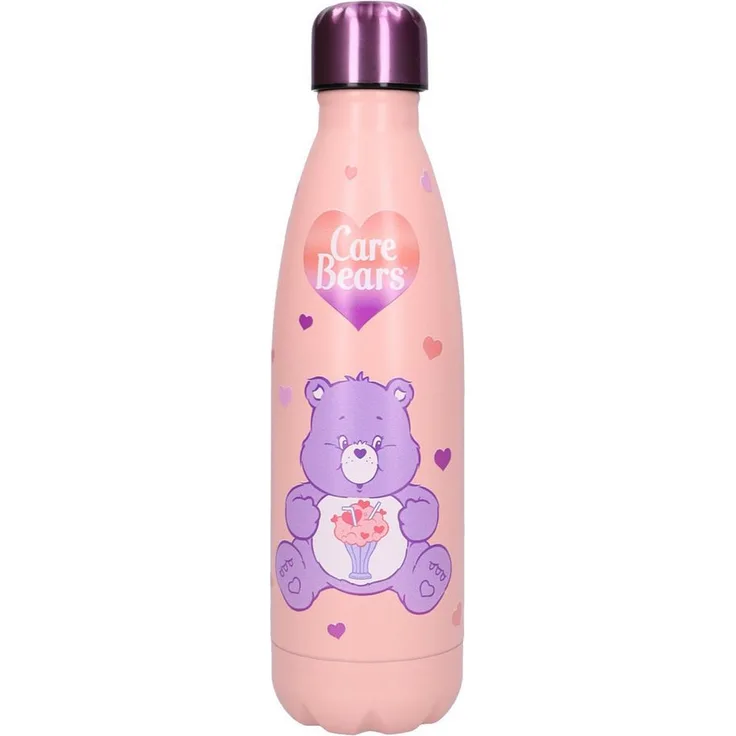 Glücksbärchis Trinkflasche Thirsty For More, 700 ml Edelstahl Getränkeflasche mit Care Bears Motiv, rosa