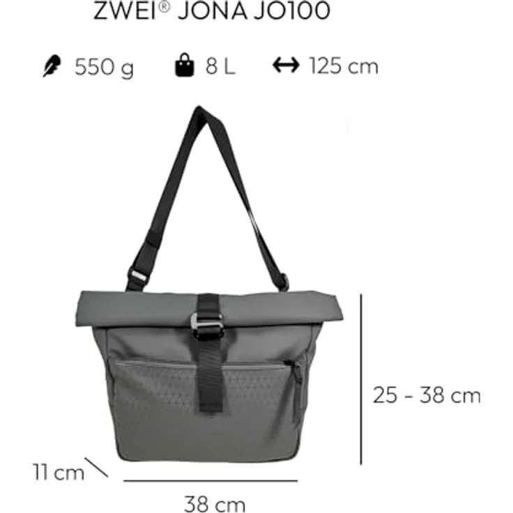 ZWEI Bodybag Jona JO100, Umhängetasche aus Polyester mit Organizer, grau, 38 x 38 x 11 cm – Bild 2