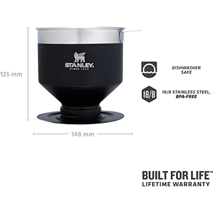 Stanley Perfect Brew Pour Over Kaffeebereiter - Ergibt 1-6 Tassen - Kaffeefilter Wiederverwendbar Edelstahl - Filterkaffee - BPA-frei - Leicht zu Reinigen & Abnehmbarer Filter - Schwarz – Bild 3
