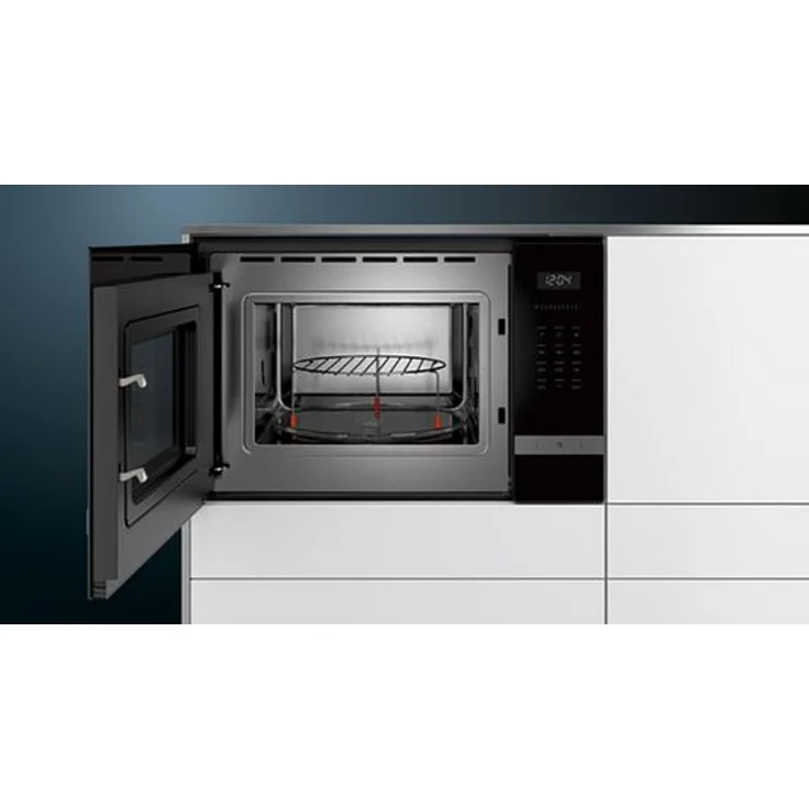 Siemens BF525LMS0 iQ500 Mikrowelle, Einbaugerät, 20L Garraum, 800 Watt, Elektronikuhr, lightConrol, Edelstahl, schwarz – Bild 3