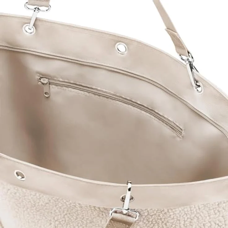 REISENTHEL® Einkaufsshopper shopper XL, Teddy-Stoff in sand, 35l Volumen, mit Reißverschluss und Innentasche – Bild 6