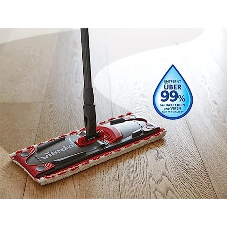 Vileda Ultramax Turbo 2in1 Bodenwischer Komplett Set, Wischmopp mit Teleskopstiel, Mikrofaserbezug und Eimer mit Powerschleuder, für alle Hartböden, Stiellänge 75-130cm, Eco-Verpackung – Bild 4