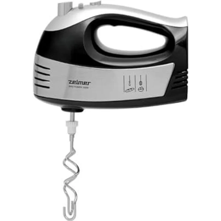 Zelmer ZHM 2453BS, Handmixer mit 700 W Leistung, 5 Geschwindigkeitsstufen, Turbo-Funktion, Zubehörbox, Silber/Schwarz – Bild 1