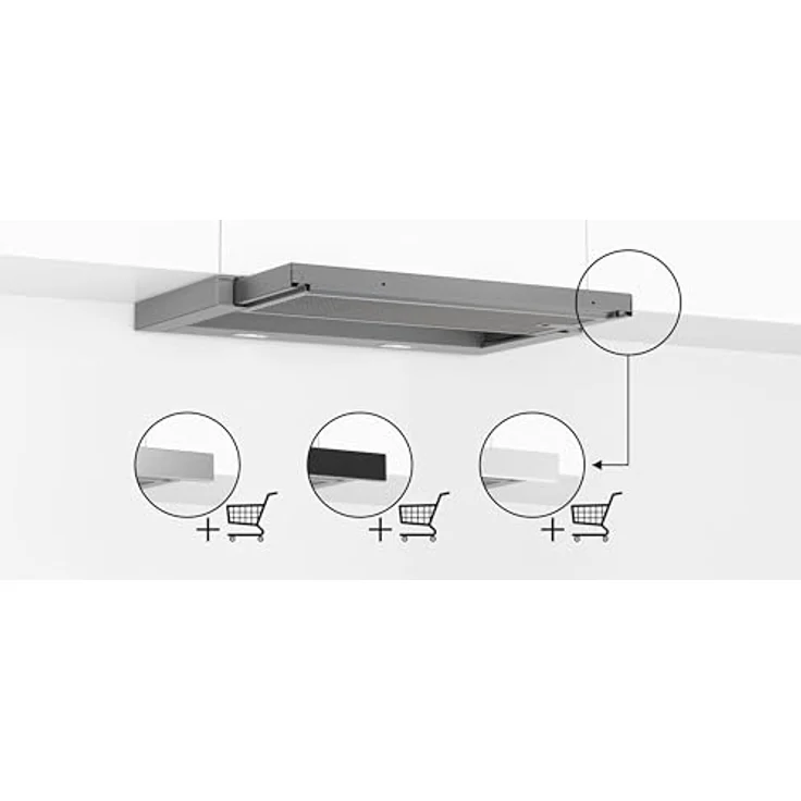 Bosch Flachschirmhaube Serie 2 DFL063W57, grau-metallic, 2 Leistungsstufen, abluft- oder umluftbetrieb, 351 m³/h, 2 x 1,5 W LED-Beleuchtung – Bild 4