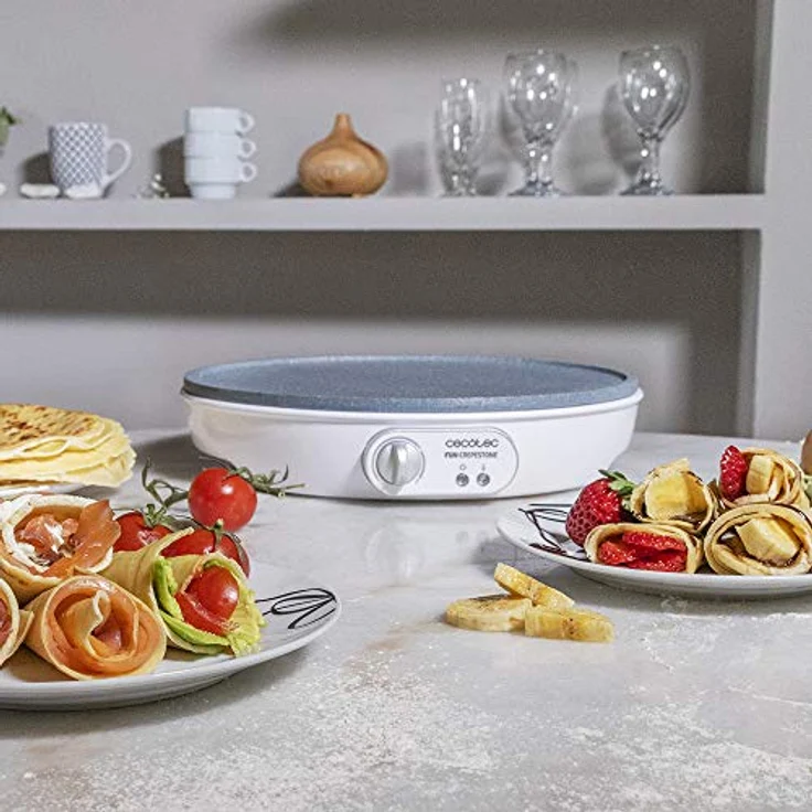 Cecotec Fun Crepestone Crêpesmaker. RockStone Antihaftbeschichtung, Verstellbarer Temperaturregler, 30,5 cm Durchmesser, Inkl. Spatel und Teigverteiler., 1000 W. – Bild 7