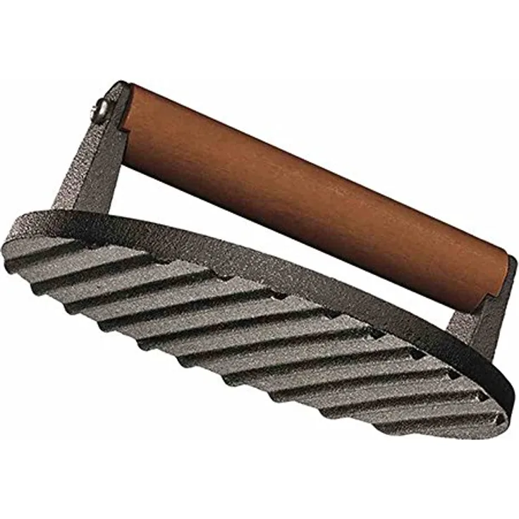 Küchenprofi BBQ Grillpresse | 18 x 7,5cm | 1kg | Gusseisen Presse | Griff aus Palisanderholz | Fleischbeschwerer z.B. für Steak, Bacon, Schnitzel | Bacon Presse