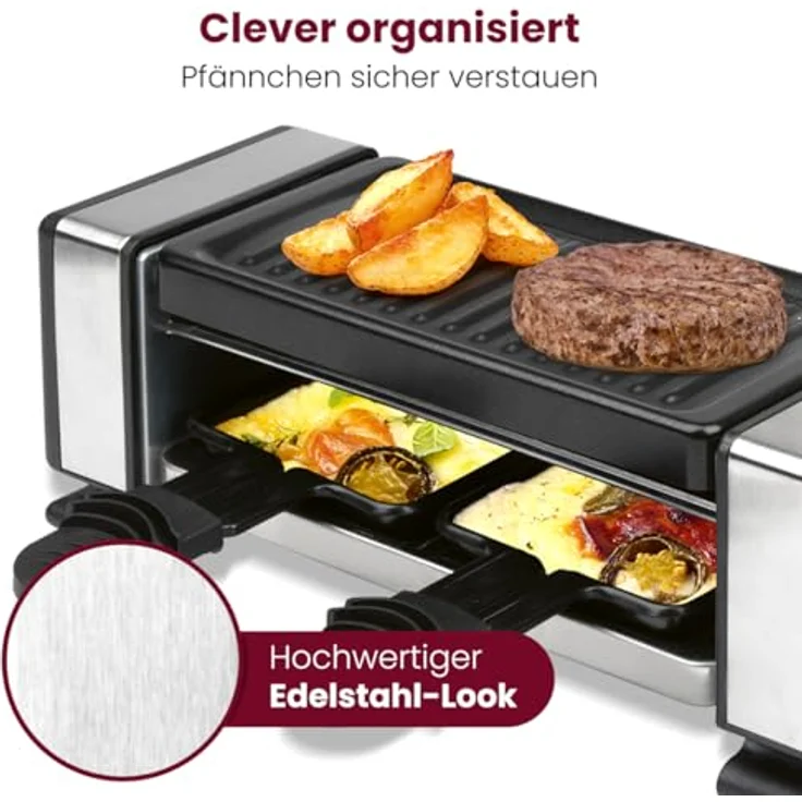 ProfiCook Raclette PC-RG 1324, erweiterbarer Raclette-Grill für 2-8 Personen, antihaftbeschichtet, 700 Watt – Bild 6