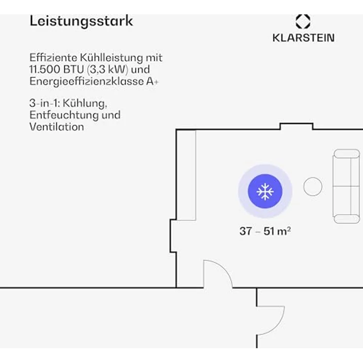 Kraftwerk 10040190 Eco Smart 11 Mobiles Klimagerät, Monoblock-Klimaanlage, 3-in-1, 11.500 BTU, App-Steuerung, Fernbedienung – Bild 4