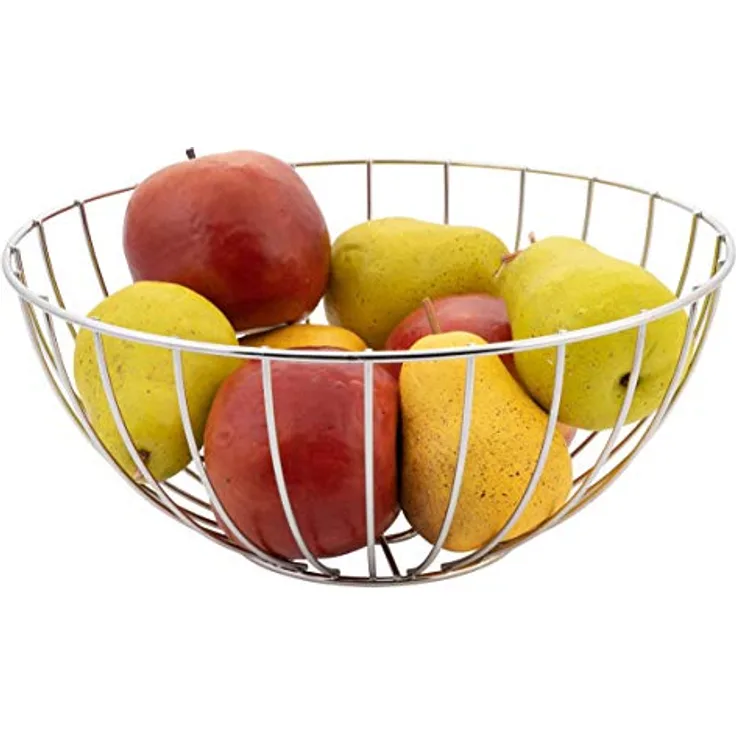 axentia Obstkorb aus verchromtem Eisendraht, silberfarbene Obstschale, Ø 29 cm