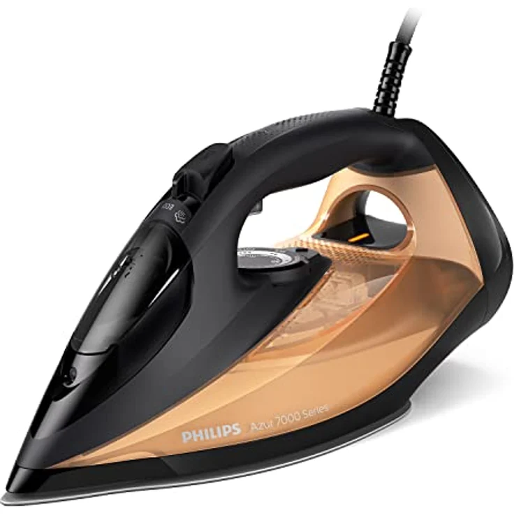 Philips Azur 7000 Serie Dampfbügeleisen - 2800 W, 50 g/min Dauerdampf, 250g Dampfstoß, Vertikaldampf, SteamGlide Elite-Sohle, Schwarz/Gold (DST7040/80) – Bild 1