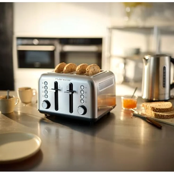 riviera&bar Toaster QGP240, Edelstahl 4-Scheiben-Toaster mit 2 unabhängigen Bedienfeldern und 7-stufiger Bräunungsregelung – Bild 2