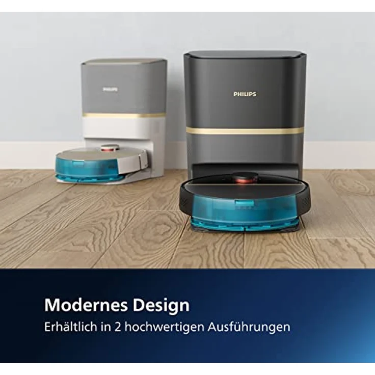 Philips XU7100/02 Homerun Serie 7000 Saugroboter mit Wischfunktion, ultrastarke Saugleistung (5.000 Pa), Erkennung Kleiner Hindernisse, Staubsauger mit Absaugstation, für Teppiche und Tierhaare, App – Bild 3