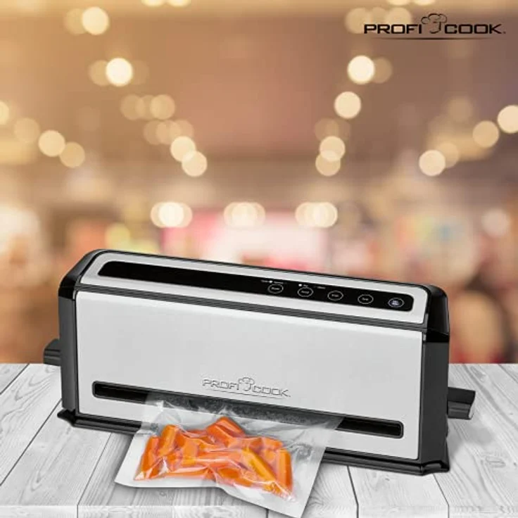 Profi Cook PC-VK 1133 Edelstahl-Vakuumiergerät, Lebensmittel bleiben vakuumiert bis zu 8x länger frisch, Elektronisches Sensor Touch-Bedienfeld – Bild 6