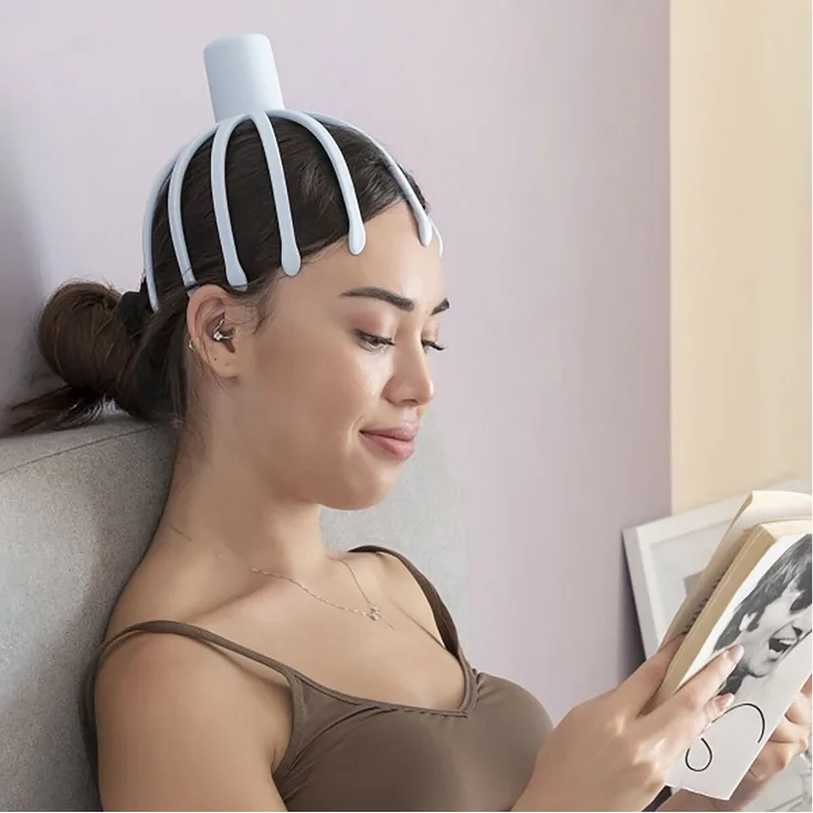 InnovaGoods Massagegerät WIEDERAUFLADBARES KOPFMASSAGEGERÄT, Blau, mit 360°-Vibrationsmassage