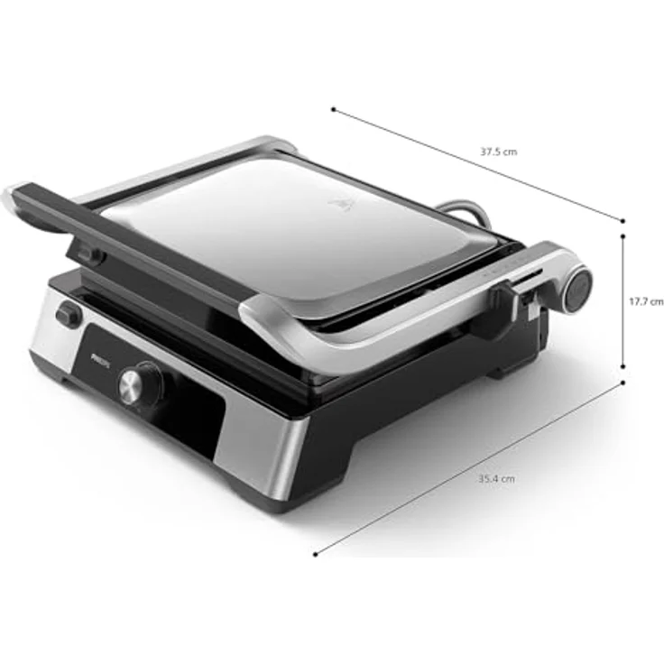 Philips Kontaktgrill HD6301/90 - Einstellbare Temperatur 60°C-200°C, 180° aufklappbar, große Grillfläche und High Power-Leistung, abnehmbare Antihaft-Platten und Fettauffangschale – Bild 2