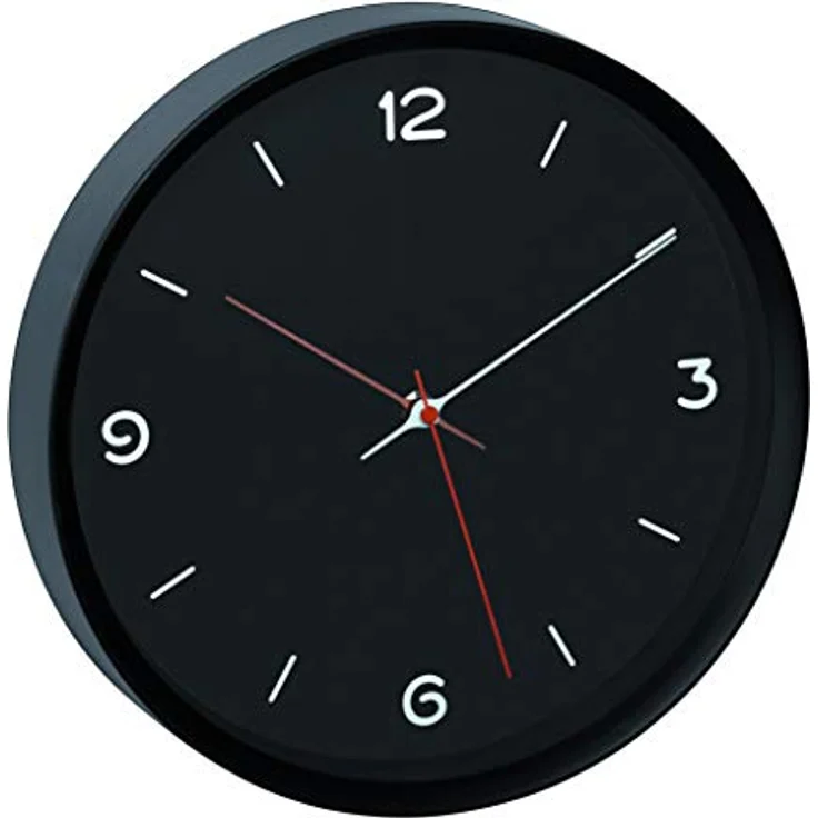 TFA Dostmann Analoge Wanduhr, 60.3056.01, geräuscharmes Sweep-Uhrwerk, Glasabdeckung, schwarz, L315 x B50 x H340 mm – Bild 1