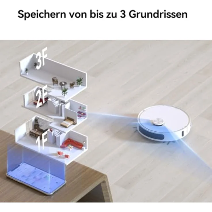 "Imou Nass-Trocken-Saugroboter RV3 2-in-1 Roboter Staubsauger mit Wischfunktion und Reinigungsstation, inkl. ausziehbarem Mopp, IMOU-SENSE KI-Algorithmus, extrastarke 8500 Pa Saugkraft, leistungsstarker 6400 mAh Akku, LIDAR-Mapping, automatische Teppicherkennung" – Bild 10