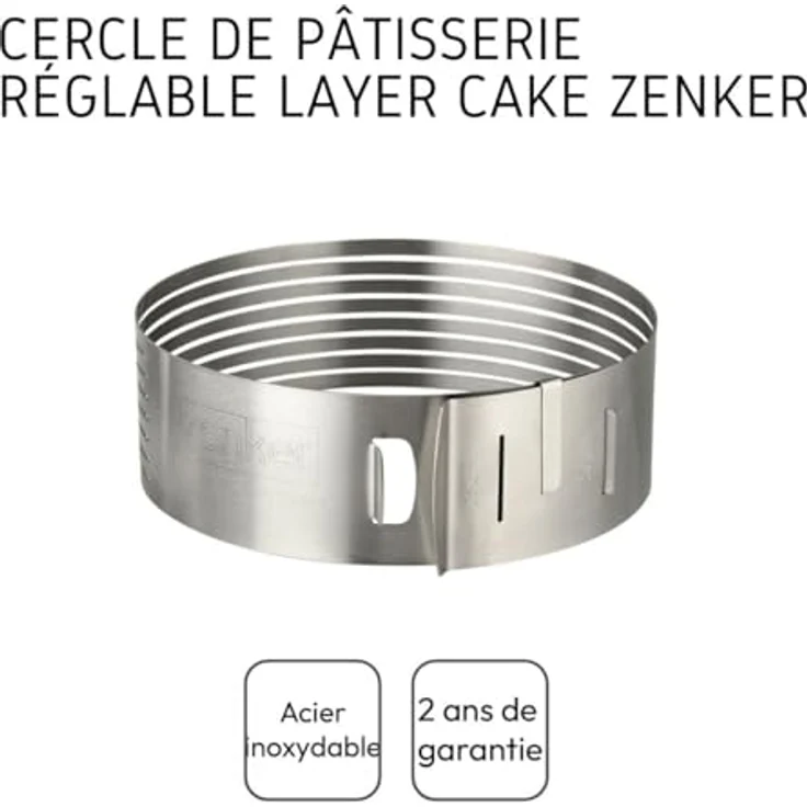 Zenker Tortenboden-Schneidhilfe Patisserie für Ø 26 und Ø 28 cm, Kuchen-Schneidhilfe für gleichmäßge Tortenböden, stabiler Edelstahlring (Farbe: Silber) - spülmaschinengeeignet, Menge: 1 Stück – Bild 5