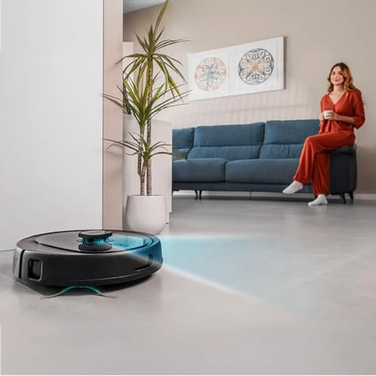 Cecotec Saugroboter Conga 9590 Spin Revolution Ultra Power, 10.000 Pa Saugkraft, max. 240 Min. Akkulaufzeit, rotierende Mopps, Silikonbürste, ideal für Tierhaare - Rot – Bild 4