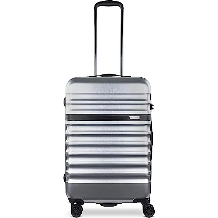 bugatti Corium Hartschalenkoffer 68x44,5x25 cm - 55L, 4 Rollen mit TSA Zahlenschloss, Silber