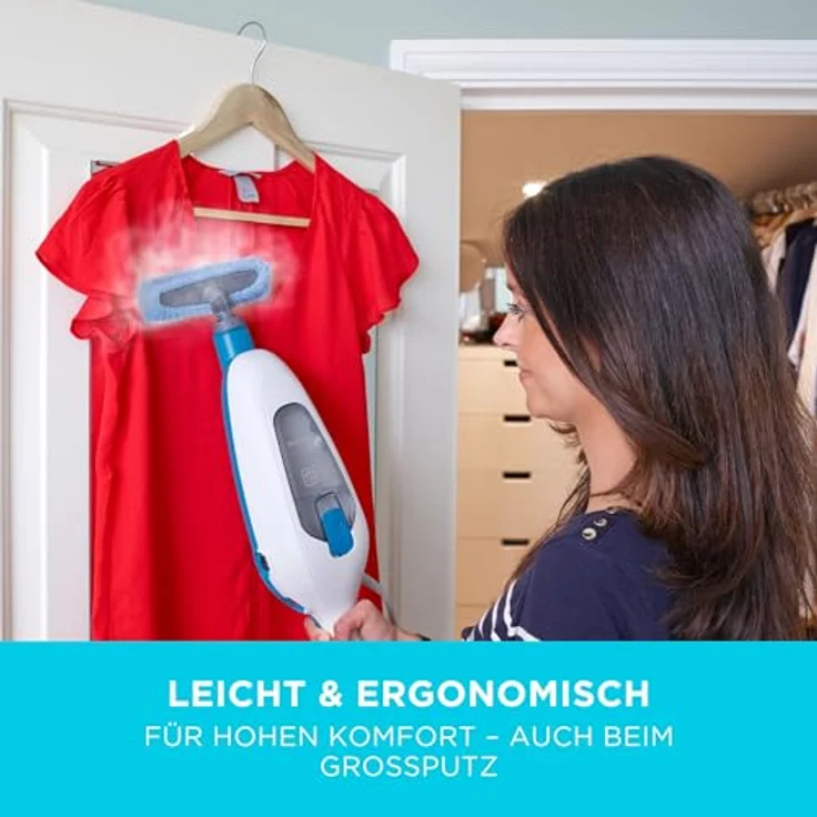 Black + Decker FSMH13E10-QS 10-in-1 Dampfbesen Steam Mop Deluxe (1300W, Dampfreiniger für hygienische Sauberkeit, großes Zubehörset + herausnehmbares Handdampfgerät, einfache Bedienbarkeit) – Bild 5