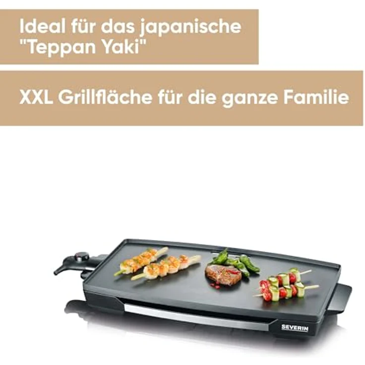 SEVERIN KG 2397 Tischgrill 2.200 W, Antihaftbeschichtete XXL-Grillfläche edelstahl-schwarz – Bild 2