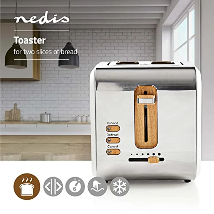 Nedis Toaster, 2 breite Öffnungen, Soft-Touch, weiß – Bild 3