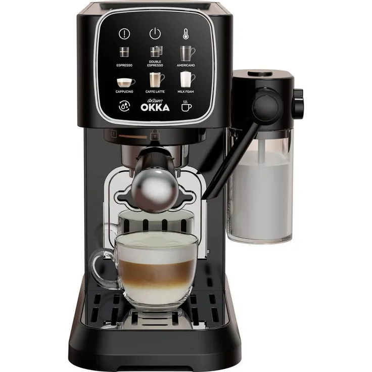 Arzum Kaffeebereiter OKKA SOLO M Espressomaschine 15 Bar, mit integriertem Milchsystem und Touchscreen, schwarz