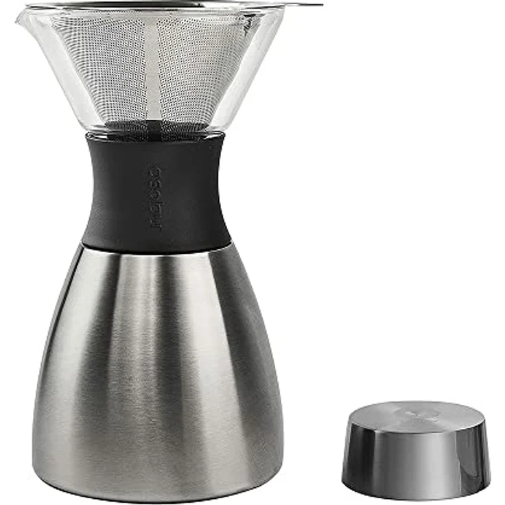Asobu Silber-Isolierter Kaffeebereiter zum Ausgießen von Kaffeekocher, 91,4 ml Doppelwandiges Vakuum, Edelstahlfilter, hält bis zu 12 Stunden heiß – Bild 4