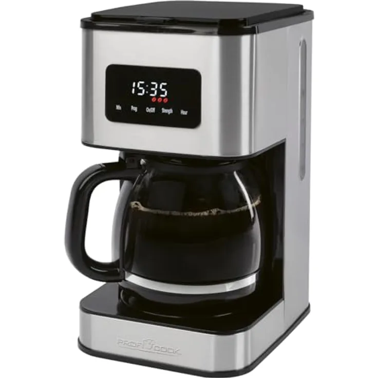 ProfiCook® Filterkaffeemaschine PC KA 1299, 900W mit Edelstahlgehäuse, für bis zu 14 Tassen, Aromawahl, Tropfstopp und Uhrzeit-Anzeige