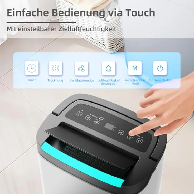 Be Cool Luftentfeuchter 50l BC50LEF2301, Entfeuchtung 50l/24h, 7l Tank, Timer, für 125m³/50m², Laufrollen – Bild 5