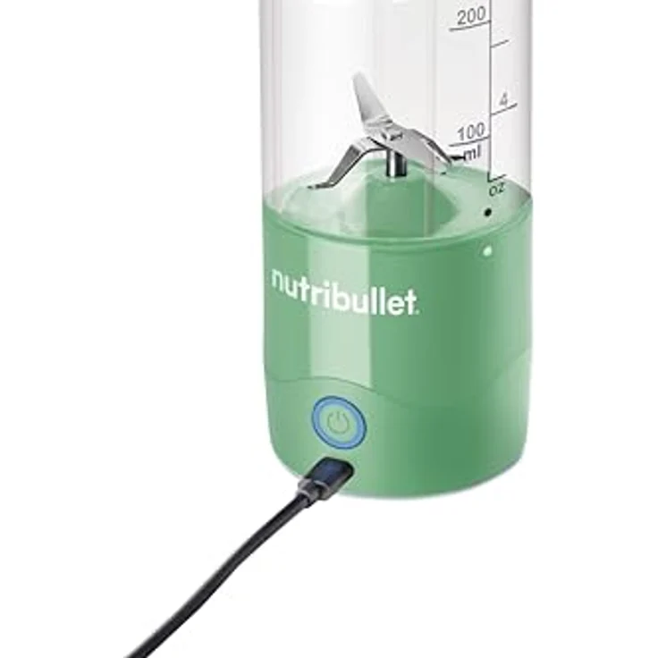 NutriBullet Portable NBP003LG, tragbarer Mixer 475ml, wiederaufladbar, 4-Klingen-Messer, Tritanbecher, USB-C Aufladung, Hellgrün – Bild 3