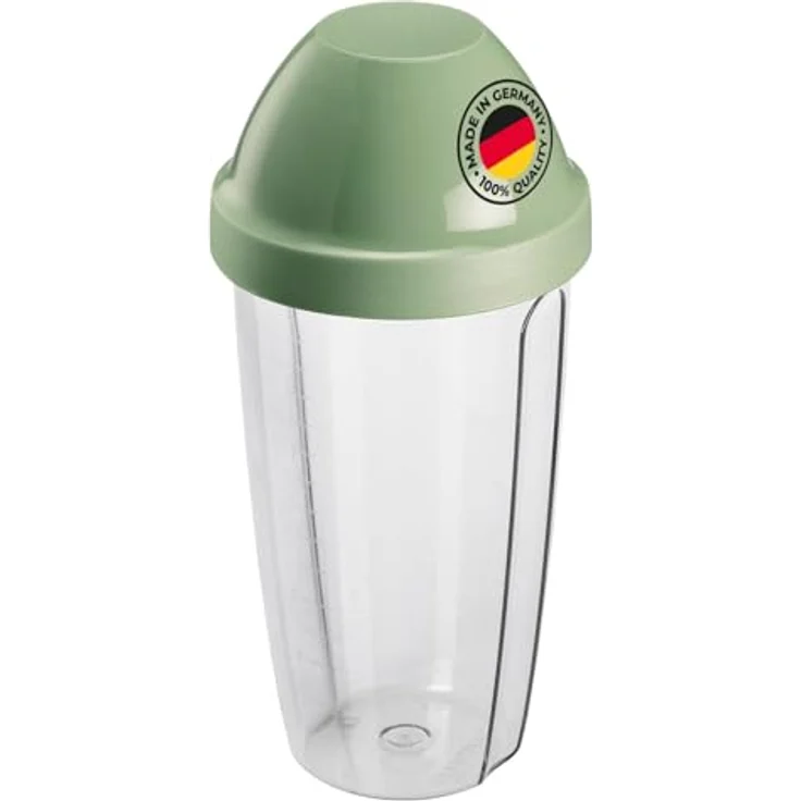 Westmark Mix- und Schüttelbecher/Shaker, 0,5 l mit herausnehmbarer Mixscheibe, BPA-frei, Klar/Grün – Bild 1