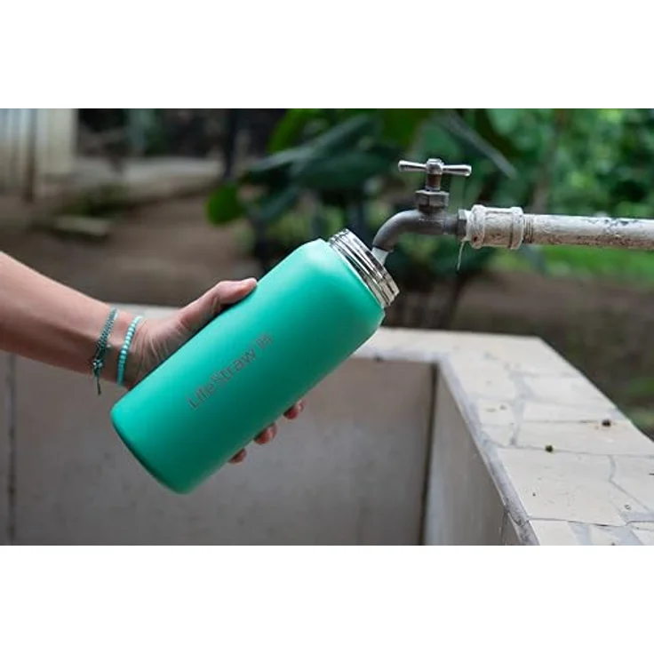 LifeStraw Go Steel 1-Liter Wasserfilterflasche mit doppeltwandiger Vakuumisolierung, Farbe Cactus Green – Bild 5