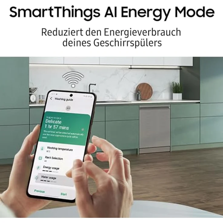 Samsung Geschirrspüler DW60CG880SSLEG, 60 cm, Teilintegrierbar, EEK: A, 14 Maßgedecke, WaterJet Clean, SmartThings AI Energy Mode, 43 dB(A), Weiß – Bild 5