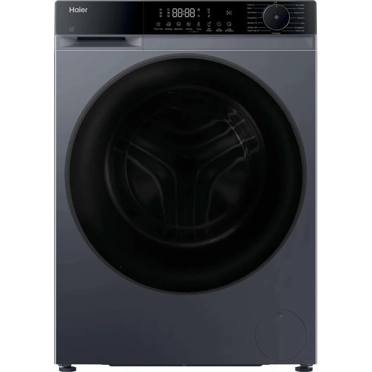 Haier HWD80BP14357GTIT Waschtrockner, 8 kg Waschen, 5 kg Trocknen, Frontlader in Anthrazit, Energieeffizienzklasse A/E, Smart Home-kompatibel