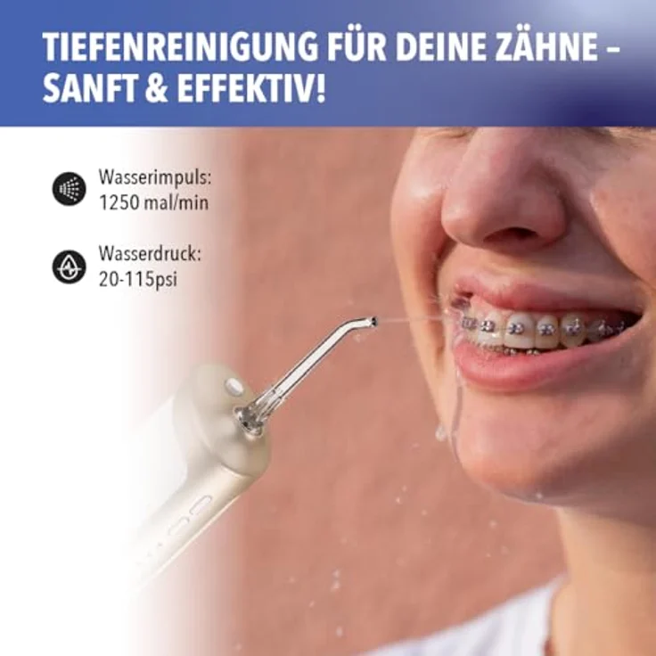 IEA Medical Munddusche FC5200, kabellose elektrische Water Flosser mit Hochdruck-Technologie und mehreren Reinigungsmodi – Bild 2