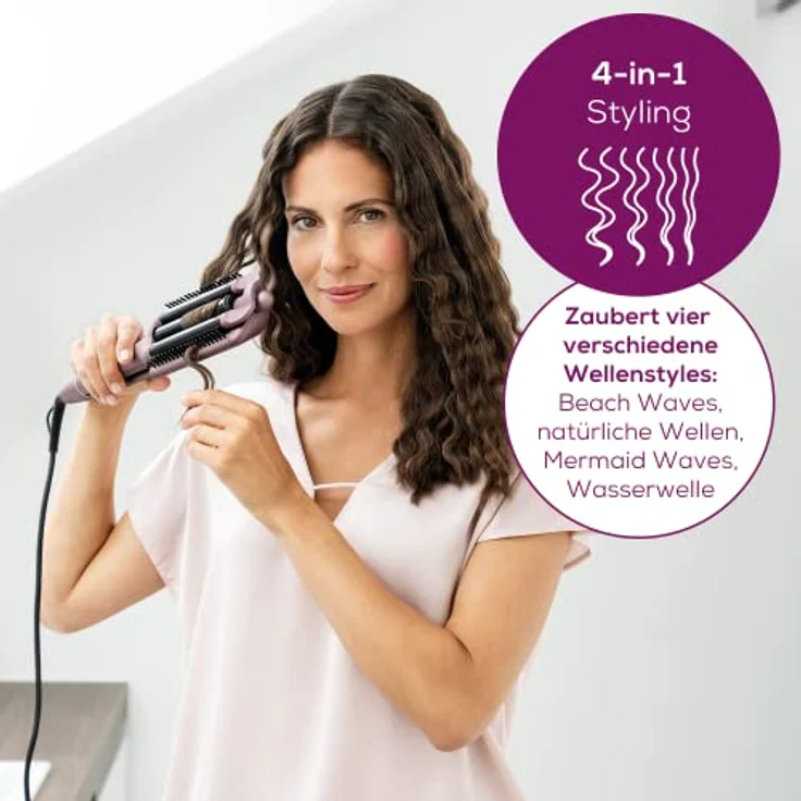 Beurer HT 65 Welleneisen, zum Stylen von 4 verschiedenen Wellenstyles, Temperaturstufen von 160-210°C für jeden Haartyp, Keramik-Keratin Beschichtung zum Schutz der Haare, Abschaltautomatik – Bild 2