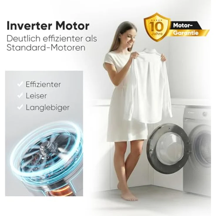 Bomann® WA 7175.1 Waschmaschine 7kg, Inverter-Motor, max. 1400 U/min, LED-Display, 15 Programme, Titan – Bild 3
