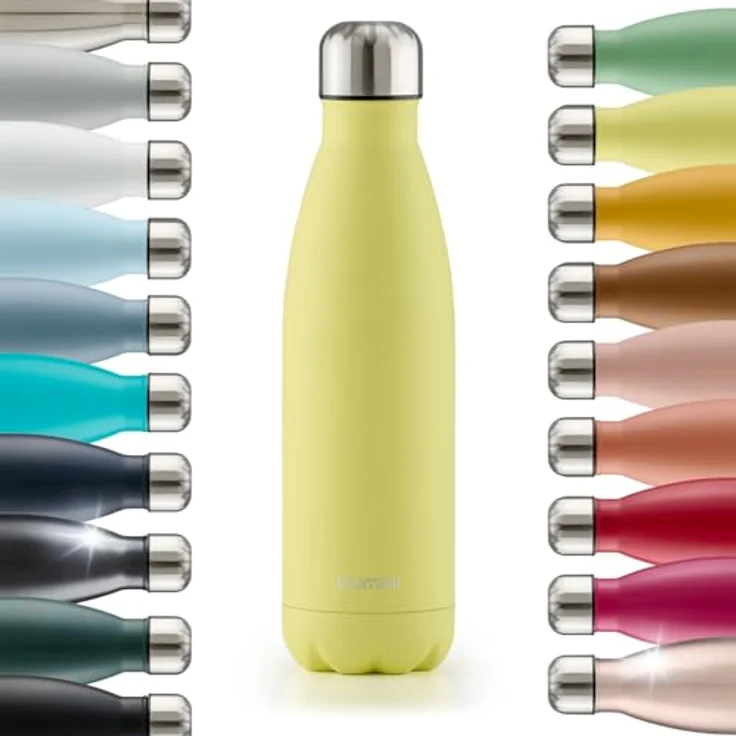 Blumtal® Trinkflasche Edelstahl Charles - 350 ml Thermosflasche - BPA-frei, auslaufsicher, doppelwandig isoliert, New Yellow - Gelb – Bild 1